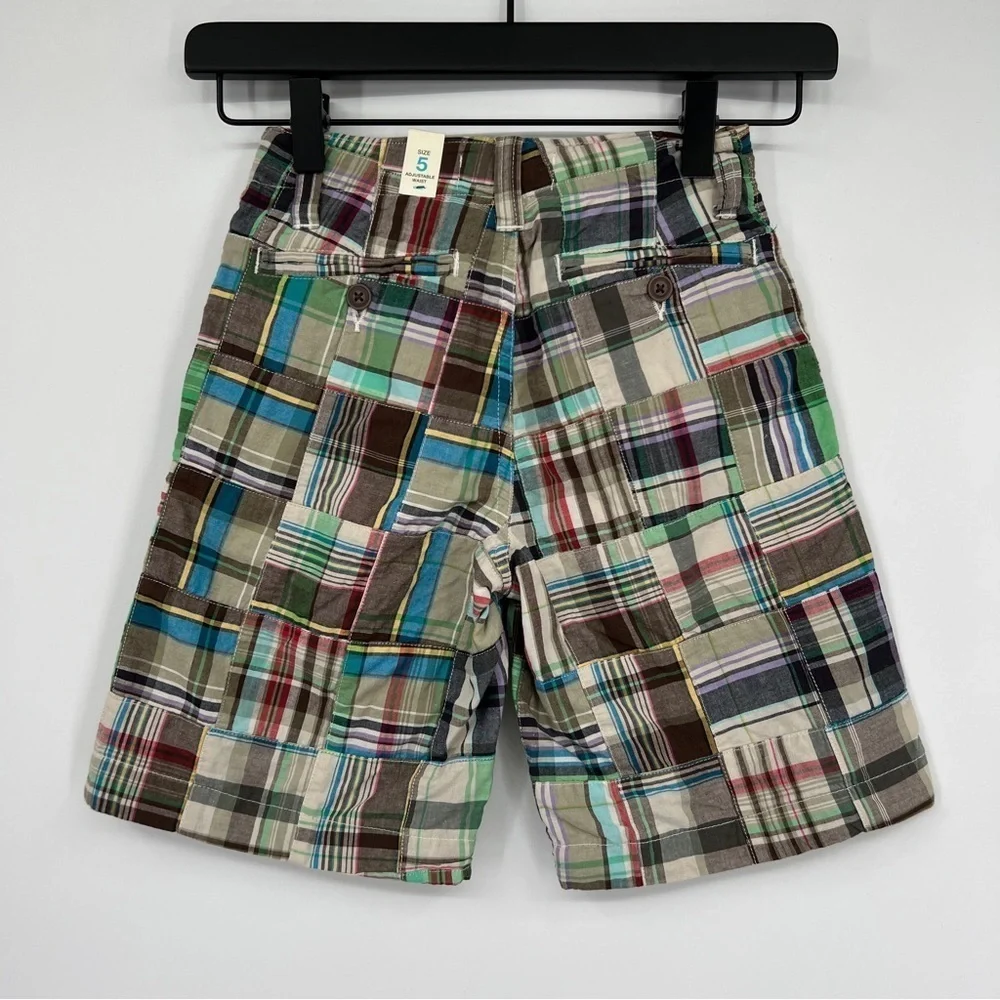 NEW The Children's Place Multicolor Striped Plaid Adjustable Wait Cargo Shorts